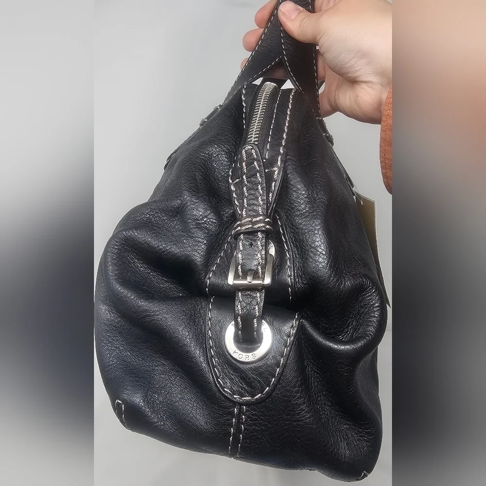 Michael Kors Hudson Large Black Pebbled Leather Shoulder Bag Satchel NWT $398